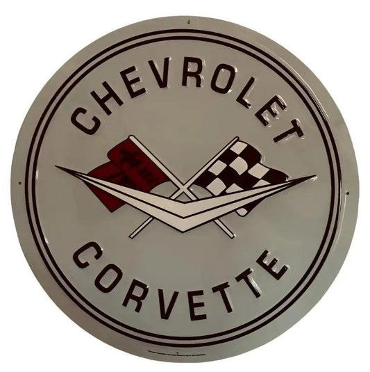Chevrolet Corvette Sign  24 inch Round-DiecastModeler.com