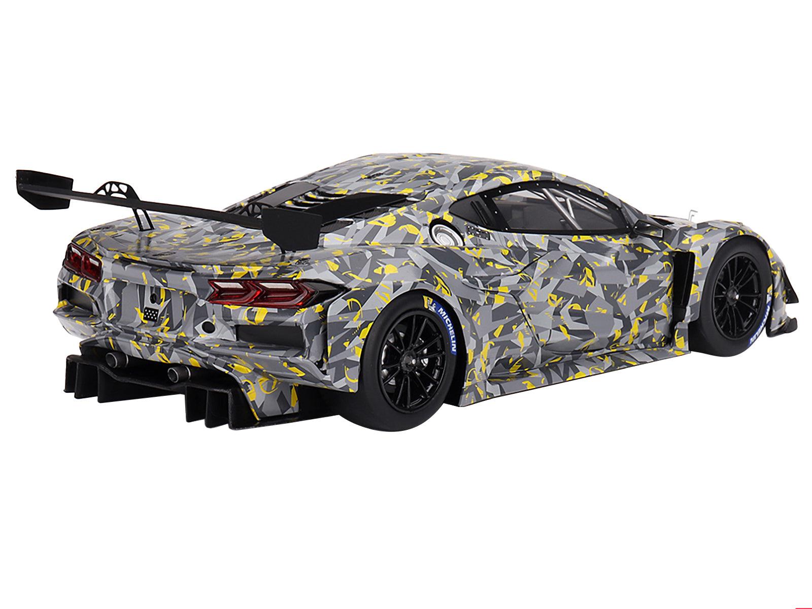 Chevrolet Corvette Z06 GT3.R Gray and Yellow Graphics "Sebring Test Car" (2022) 1/18 Model Car by Top Speed-DiecastModeler.com