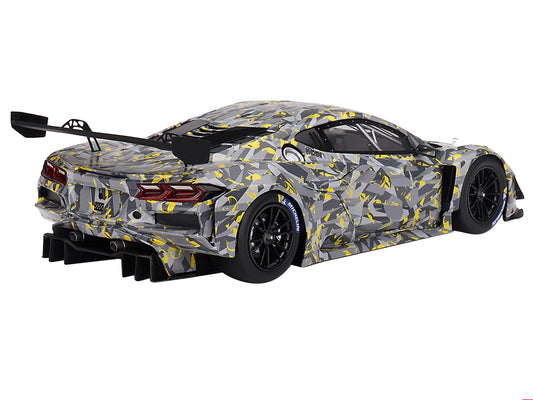 Chevrolet Corvette Z06 GT3.R Gray and Yellow Graphics "Sebring Test Car" (2022) 1/18 Model Car by Top Speed-DiecastModeler.com