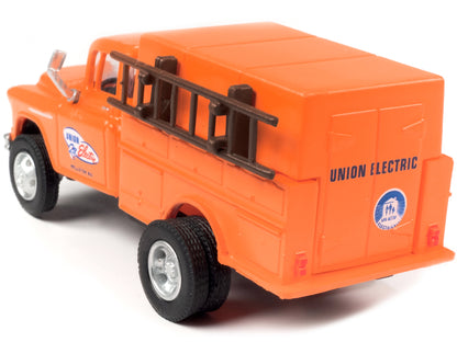1955 Chevrolet Utility Truck Orange "Union Electric" 1/87 (HO) Scale Model by Classic Metal Works-DiecastModeler.com