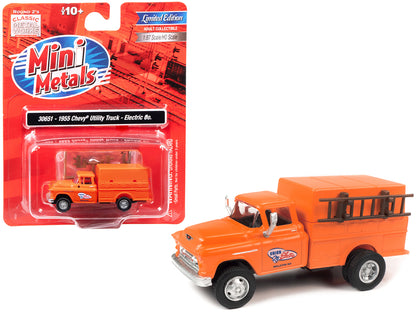 1955 Chevrolet Utility Truck Orange "Union Electric" 1/87 (HO) Scale Model by Classic Metal Works-DiecastModeler.com