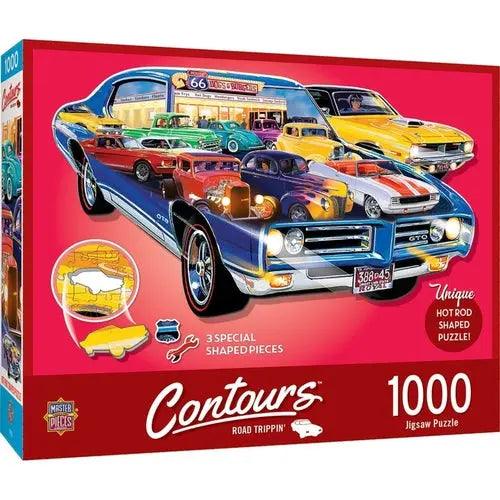 CONTOURS - ROAD TRIPPIN - 1000 PIECE SHAPED JIGSAW PUZZLE-DiecastModeler.com