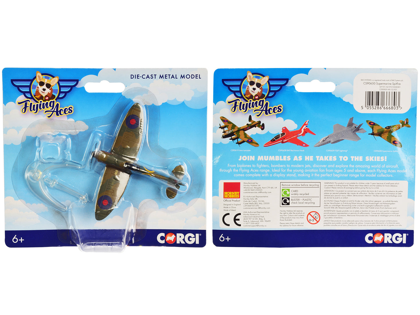 Supermarine Spitfire Fighter Aircraft "RAF" "Flying Aces" Series Diecast Model by Corgi