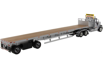 International HX520 Tandem Tractor Light Gray with 53' Flat Bed Trailer "Transport Series" 1/50 Diecast Model by Diecast Masters