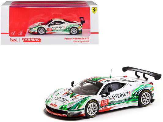 Ferrari 458 Italia GT3 #49 Rui Aguas - Stephane Lemeret - Alexander Moiseev - Davide Rizzo "24 Hours of Spa" (2016) "Hobby64" Series 1/64 Diecast Model Car by Tarmac Works-DiecastModeler.com