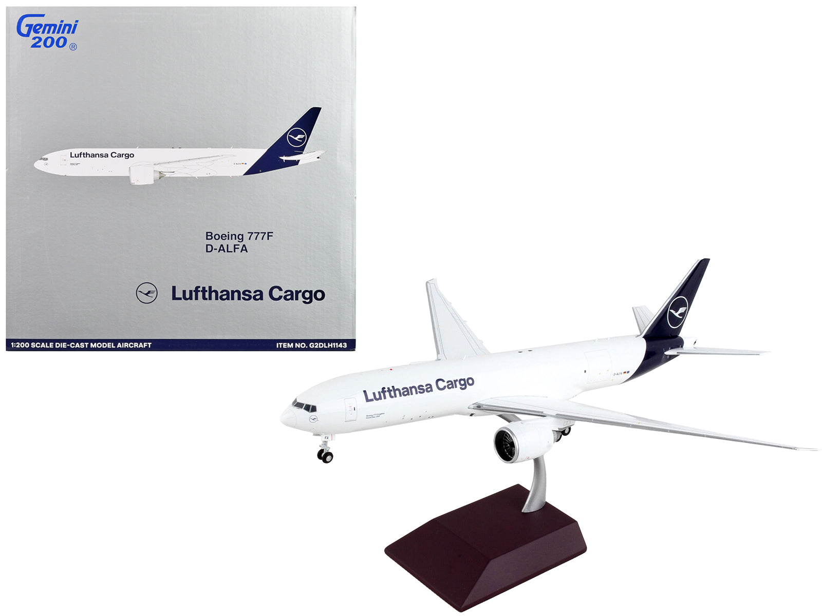 Boeing 777F Commercial Aircraft "Lufthansa Cargo" White with Blue Tail "Gemini 200" Series 1/200 Diecast Model Airplane by GeminiJets-DiecastModeler.com