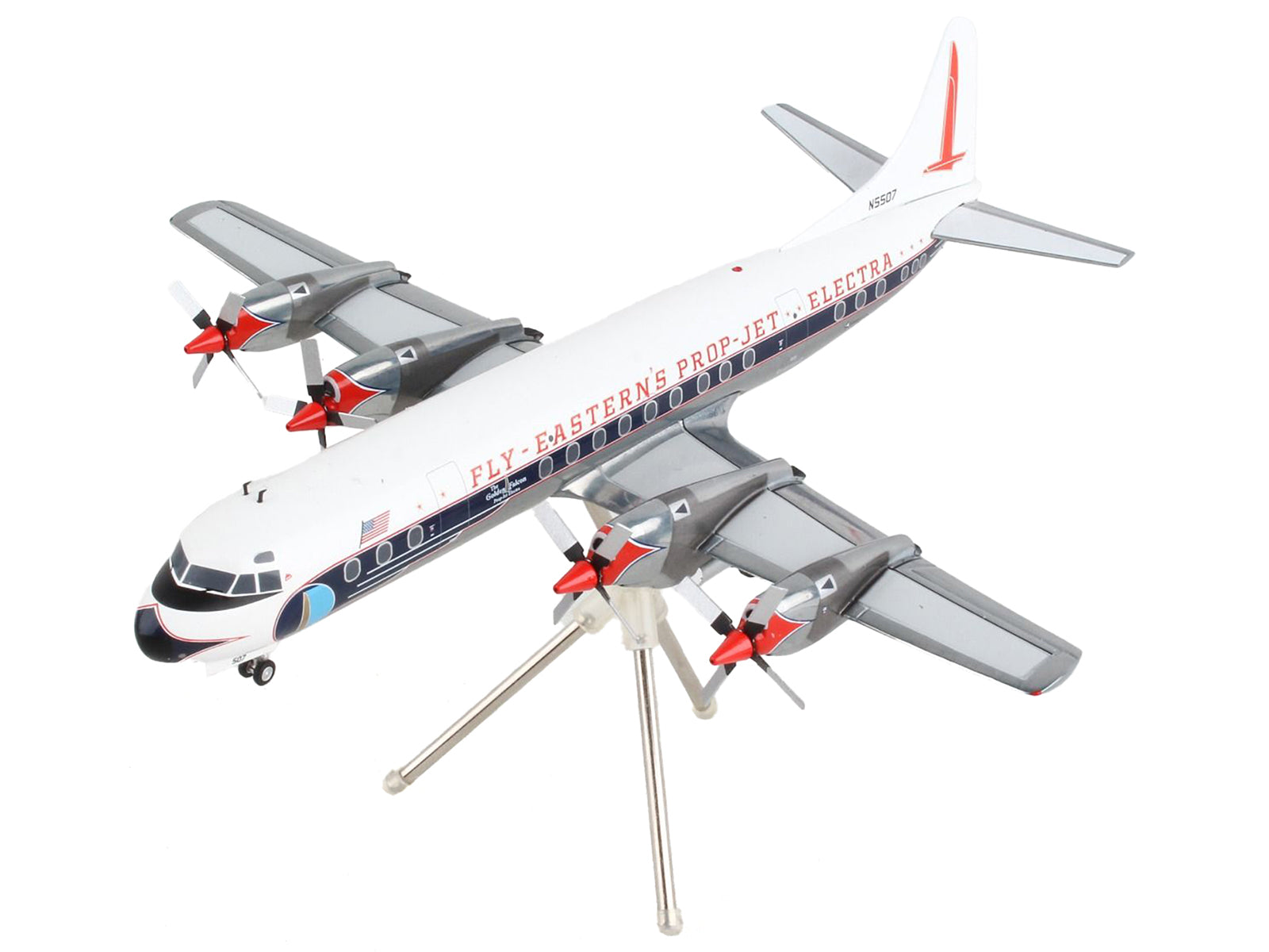 Lockheed L-188 Electra Commercial Aircraft "Eastern Air Lines" White with Blue Stripes "Gemini 200" Series 1/200 Diecast Model Airplane by GeminiJets-DiecastModeler.com