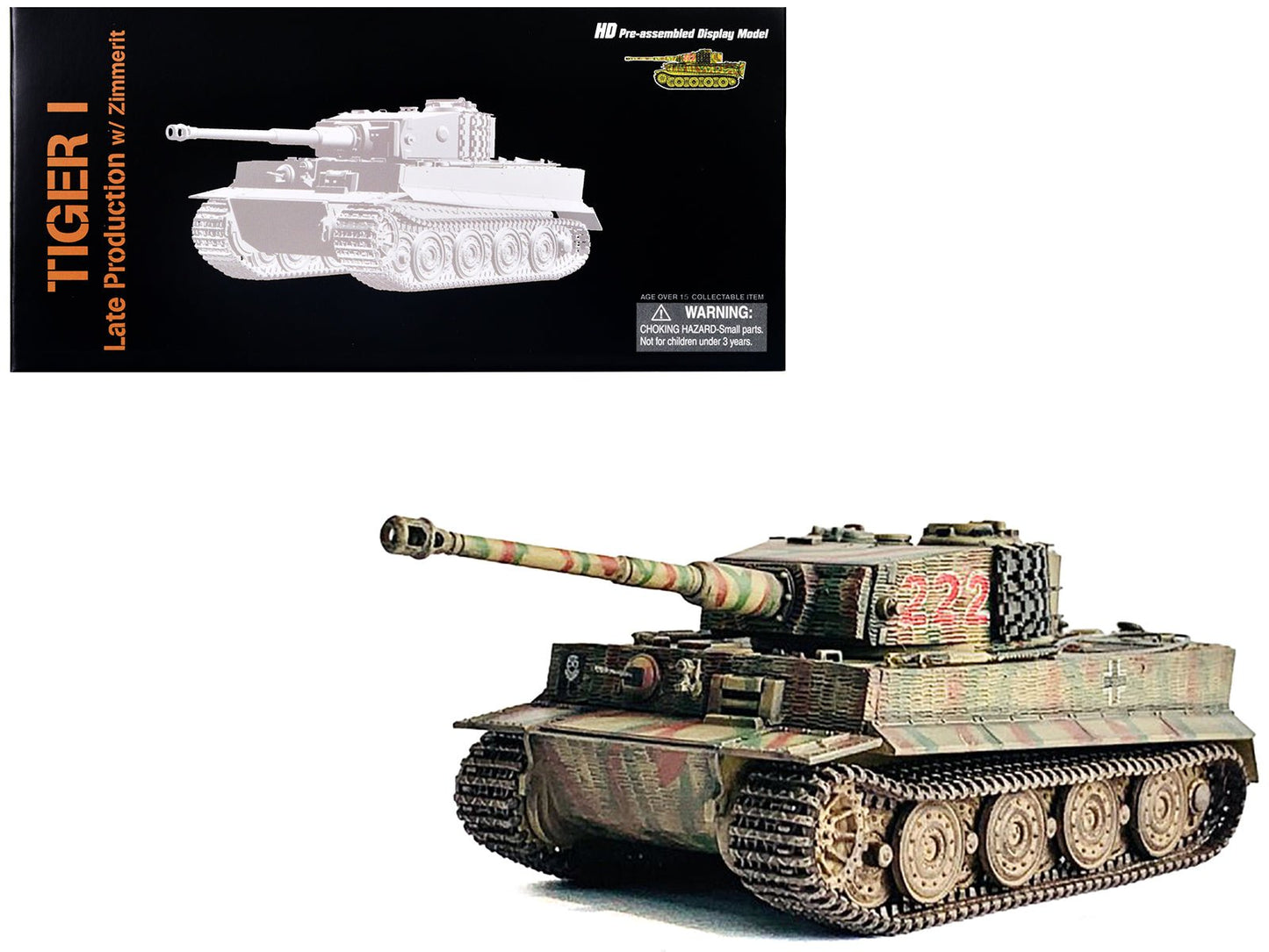 Germany Tiger I Late Production with Zimmerit Tank "Wittmann's Tiger #222 s.Pz.Abt.101 Normandy" (1944) "NEO Dragon Armor" Series 1/72 Plastic Model by Dragon Models-DiecastModeler.com