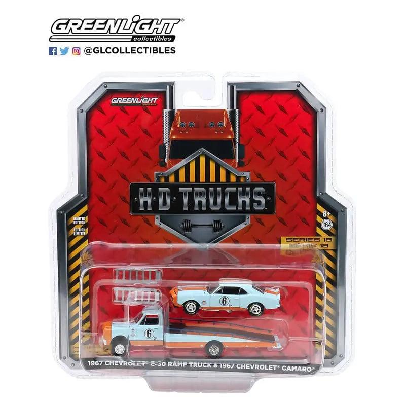GL - 1:64 HD Trucks - 1967 Chevy C-30 Ramp Truck w/ Chevy Camaro-DiecastModeler.com