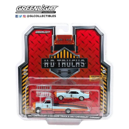 GL - 1:64 HD Trucks - 1967 Chevy C-30 Ramp Truck w/ Chevy Camaro-DiecastModeler.com