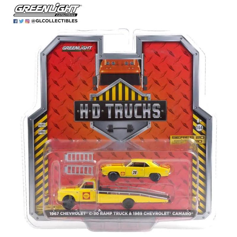 GL - 1:64 Scale 1967 Chevrolet C-30 Ramp Truck & 69 Camaro - Shell Oil-DiecastModeler.com