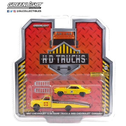 GL - 1:64 Scale 1967 Chevrolet C-30 Ramp Truck & 69 Camaro - Shell Oil-DiecastModeler.com