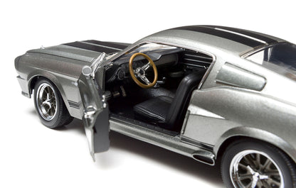 1967 Ford Mustang Custom "Eleanor" Gray Metallic with Black Stripes "Gone in 60 Seconds" (2000) Movie 1/18 Diecast Model Car by Greenlight