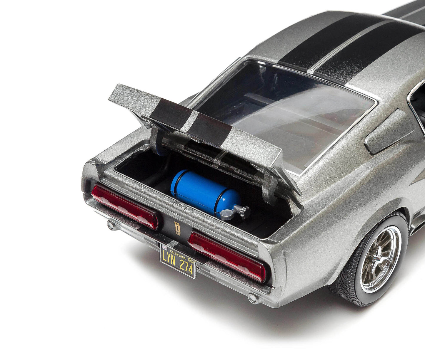 1967 Ford Mustang Custom "Eleanor" Gray Metallic with Black Stripes "Gone in 60 Seconds" (2000) Movie 1/18 Diecast Model Car by Greenlight