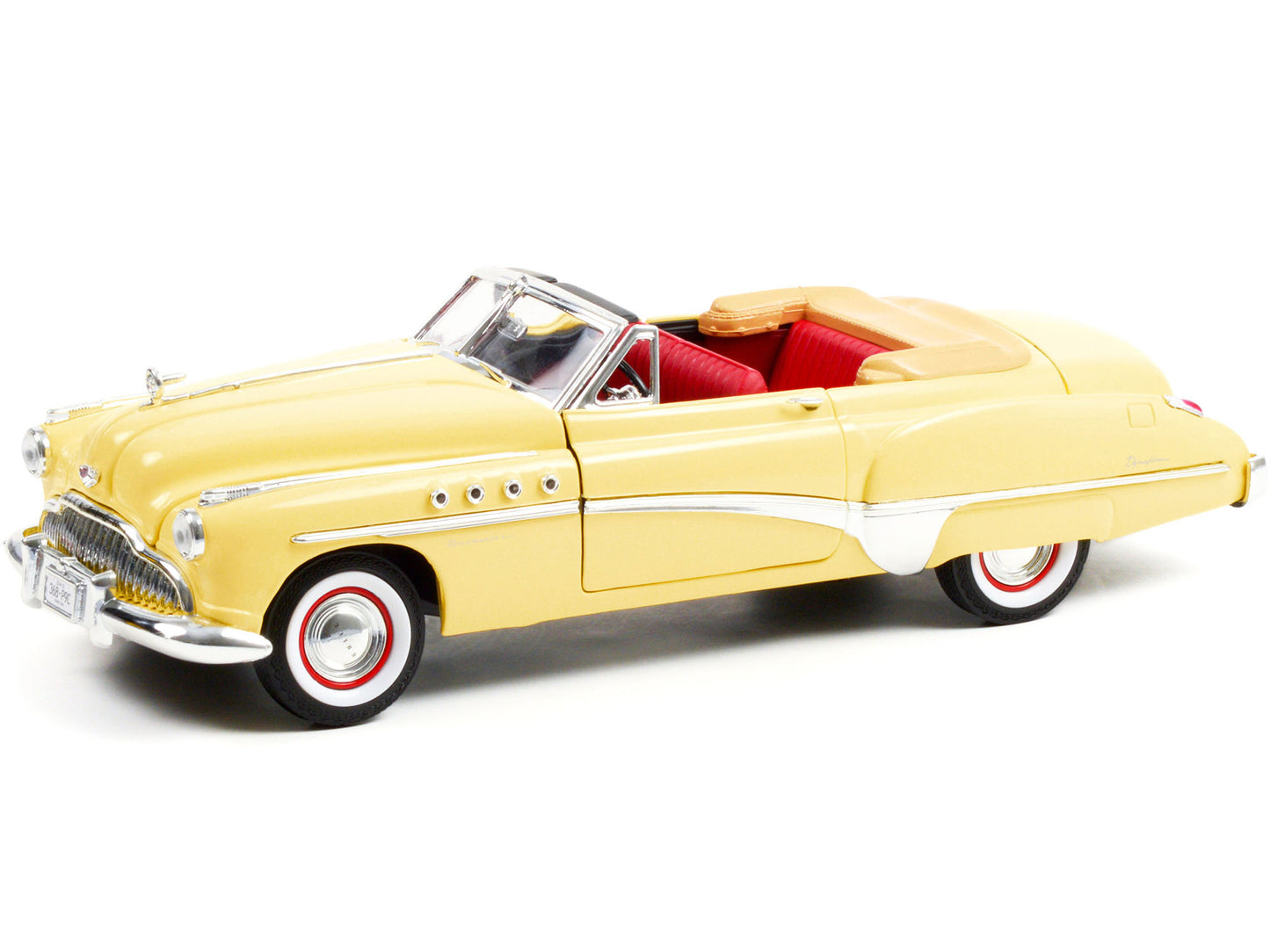 1949 Buick Roadmaster Convertible (Charlie Babbitt's) Yellow with Red Interior "Rain Man" (1988) Movie 1/18 Diecast Model Car by Greenlight-DiecastModeler.com