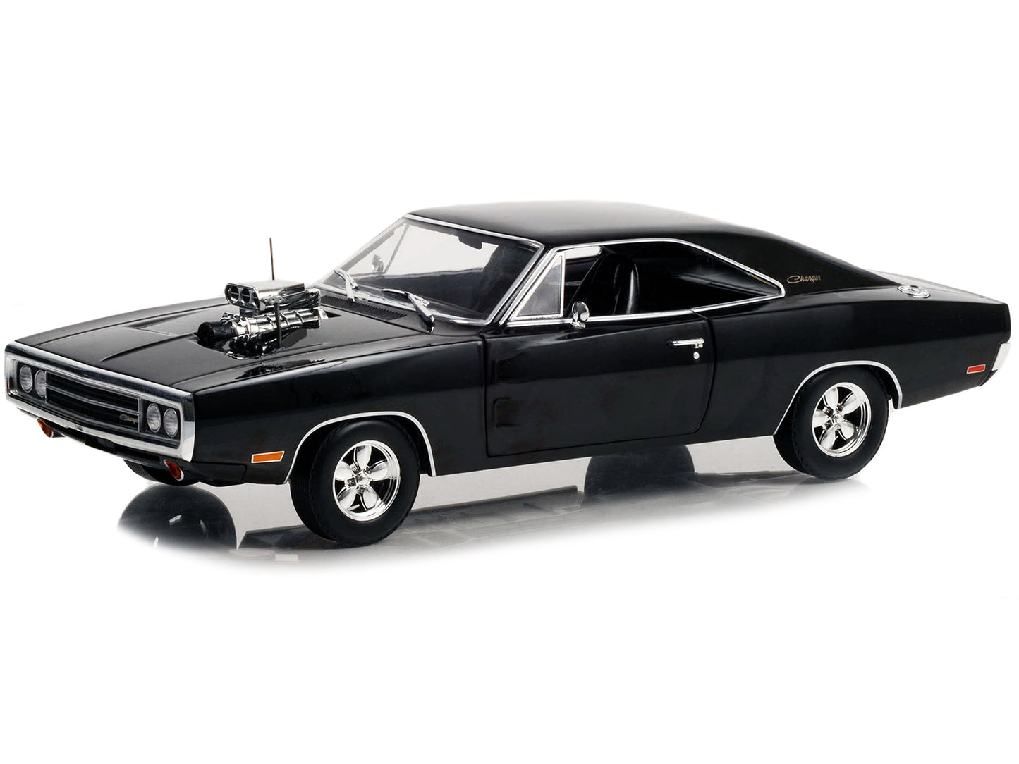 1970 Dodge Charger with Blown Engine Black "Artisan Collection" Series 1/18 Diecast Model Car by Greenlight