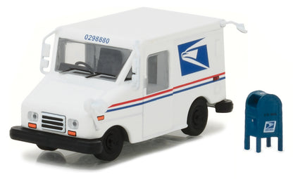 "United States Postal Service" (USPS) Long Life Postal Mail Delivery Vehicle (LLV) with Mailbox Accessory "Hobby Exclusive" 1/64 Diecast Model Car by Greenlight
