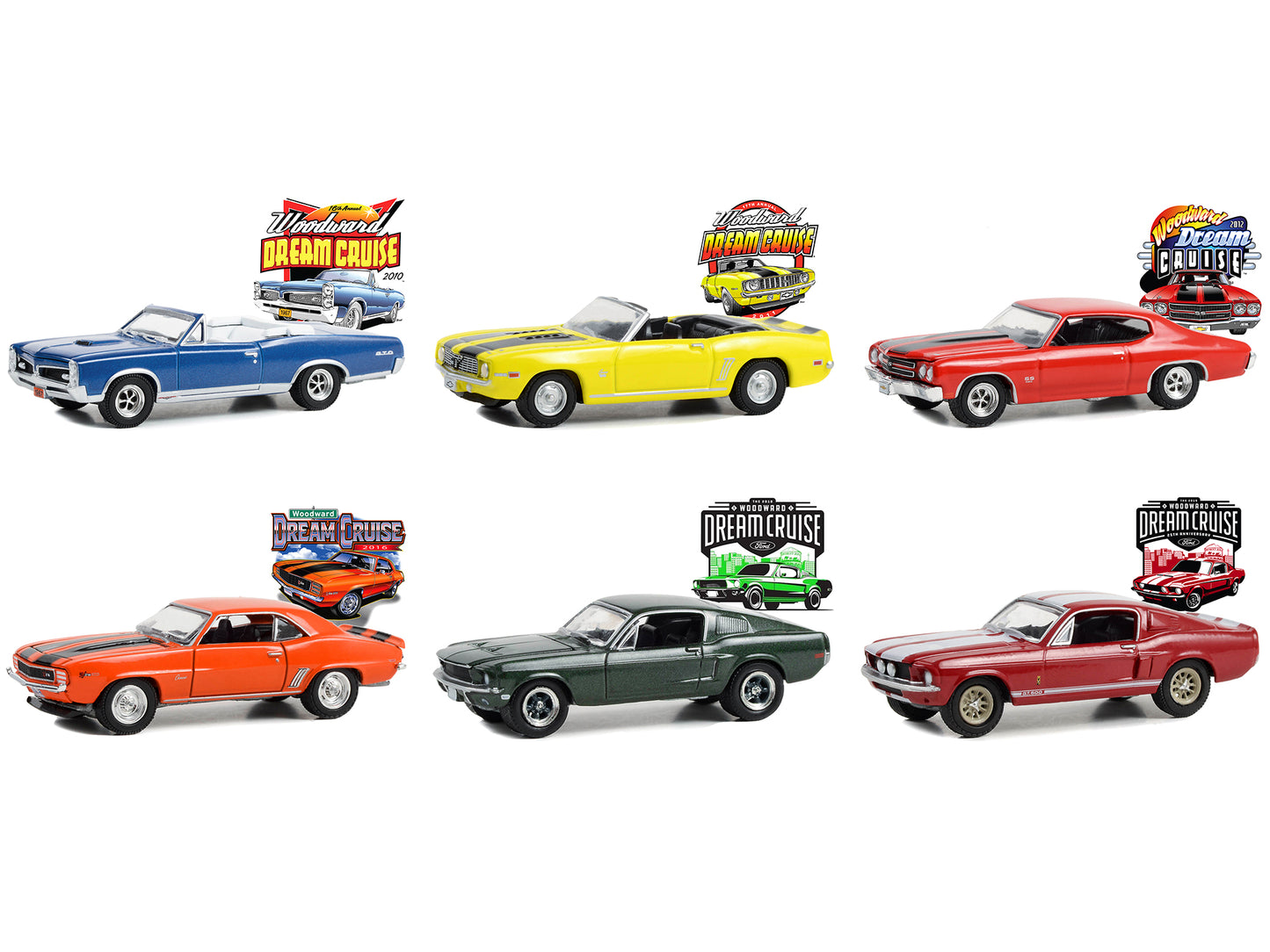 "Woodward Dream Cruise" Set of 6 pieces Series 1 1/64 Diecast Model Cars by Greenlight