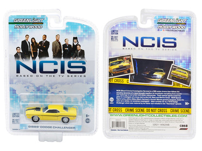 1970 Dodge Challenger R/T (Gibbs') Yellow with Black Stripes "NCIS" (2003) TV Series "Hollywood" Series 1/64 Diecast Model Car by Greenlight