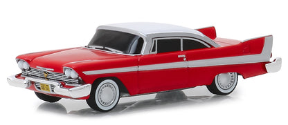 1958 Plymouth Fury Red with White Top "Evil Version" (Blacked Out Windows) "Christine" (1983) Movie "Hollywood Series" Release 24 1/64 Diecast Model Car by Greenlight