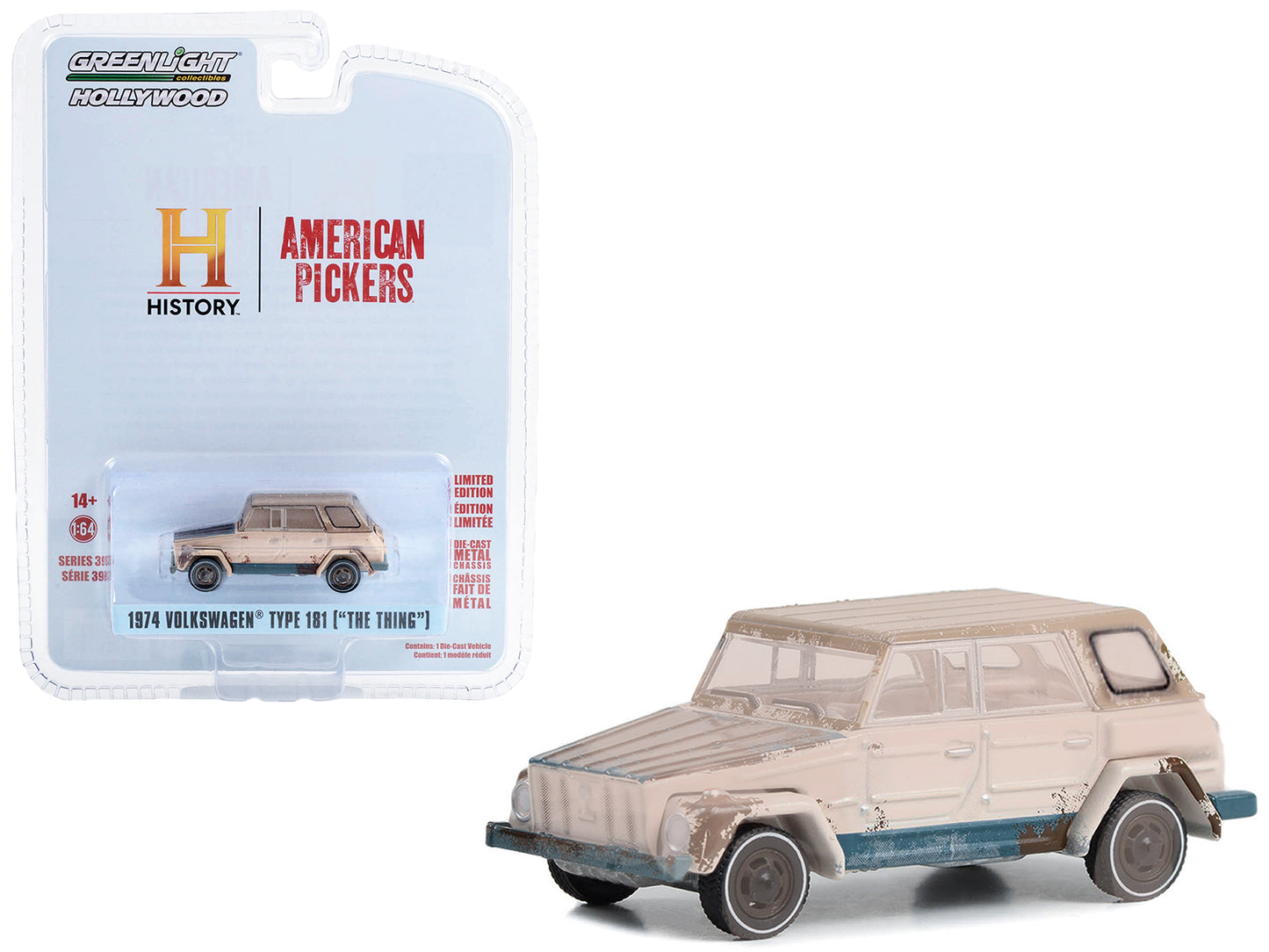 1974 Volkswagen Thing (Type 181) Beige (Weathered) "American Pickers" (2010-Current) TV Series "Hollywood Series" Release 39 1/64 Diecast Model Car by Greenlight-DiecastModeler.com
