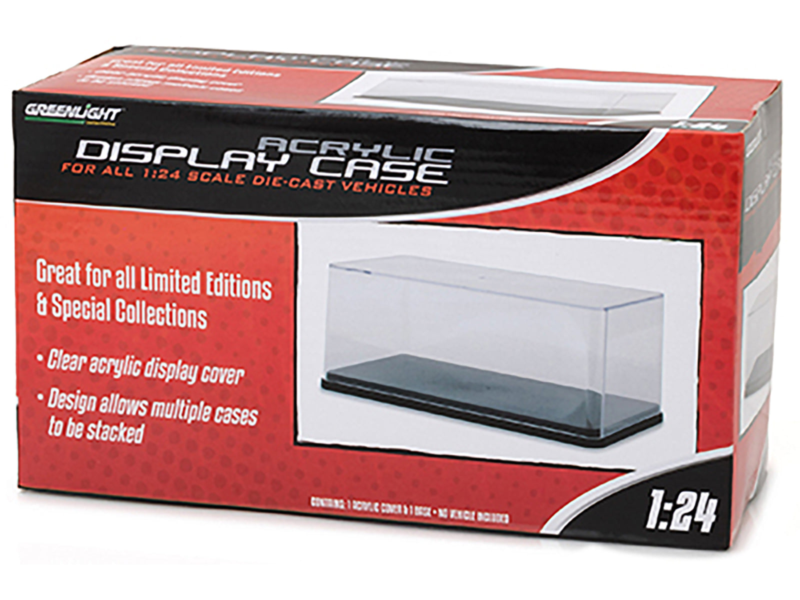 Collectible Display Show Case with Black Plastic Base for 1/24 Scale Models by Greenlight-DiecastModeler.com