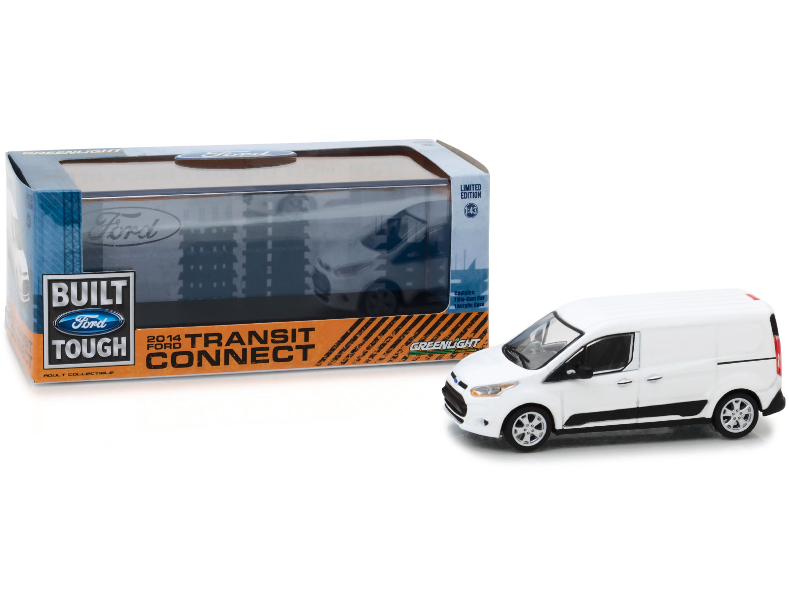 2014 Ford Transit Connect (V408) Van White 1/43 Diecast Model by Greenlight-DiecastModeler.com