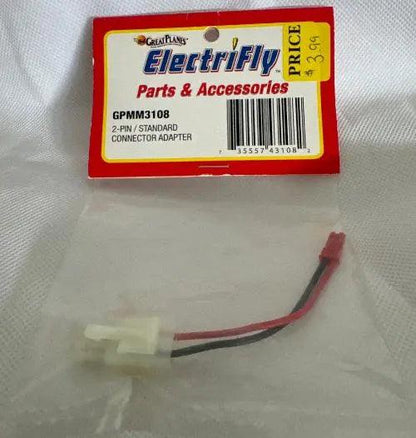 Great Planes ElectriFly 2-Pin/Standard Conn Adapter-DiecastModeler.com
