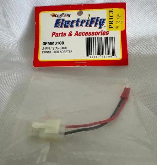 Great Planes ElectriFly 2-Pin/Standard Conn Adapter-DiecastModeler.com