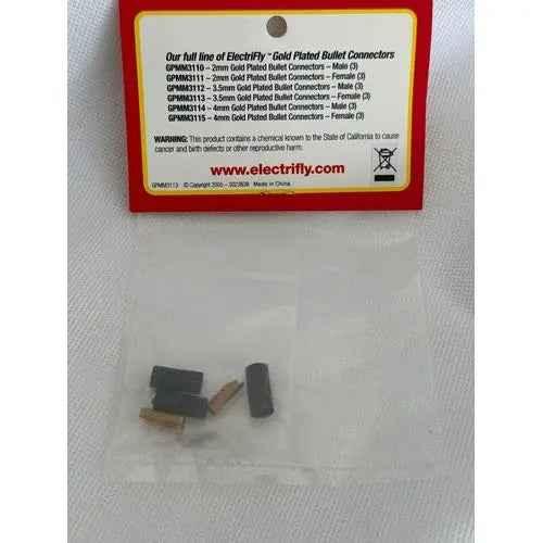 Great Planes Gold Plate Bullet Connector Fem 3.5mm (3)-DiecastModeler.com