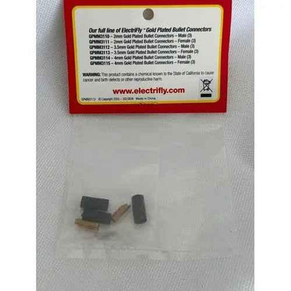 Great Planes Gold Plate Bullet Connector Fem 3.5mm (3)-DiecastModeler.com