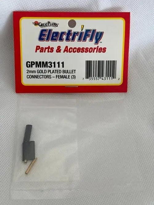 Great Planes Gold Plate Bullet Connector Female 2mm (3)-DiecastModeler.com