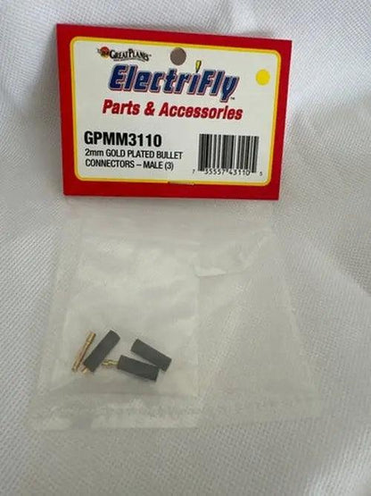 Great Planes Gold Plate Bullet Connector Male 2mm (3)-DiecastModeler.com