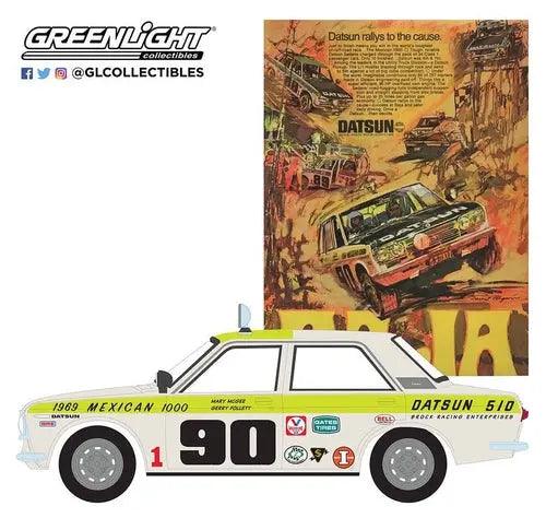 Greenlight - 1-64 Vintage Ad Cars - 1969 Datsun 510 4-Door Sedan - Pkg-DiecastModeler.com