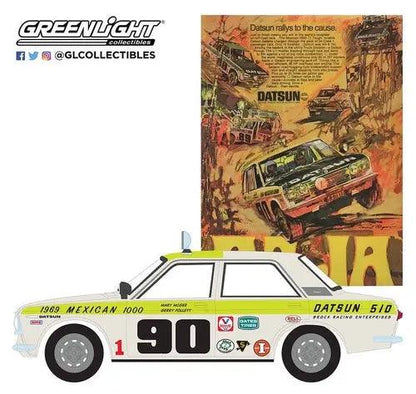 Greenlight - 1-64 Vintage Ad Cars - 1969 Datsun 510 4-Door Sedan - Pkg-DiecastModeler.com