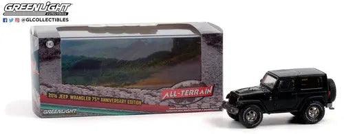 Greenlight - 1:43 Scale Jeep Wrangler 75’th Anniversary Edition - Black-DiecastModeler.com