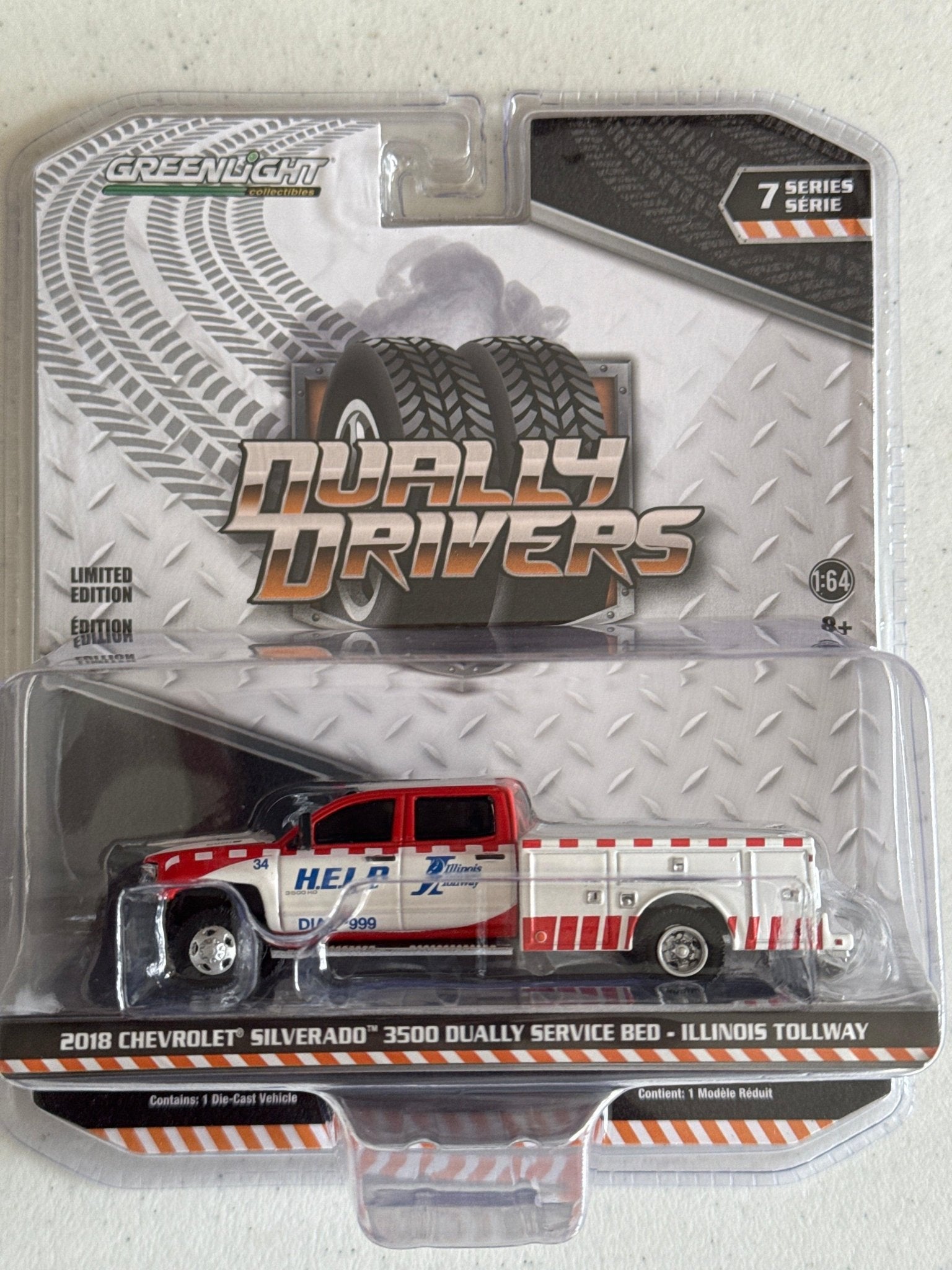 Greenlight - 2018 Chevrolet Silverado 3500 Dually Service Bed - Illinois Tollway -1:64 diecast-DiecastModeler.com