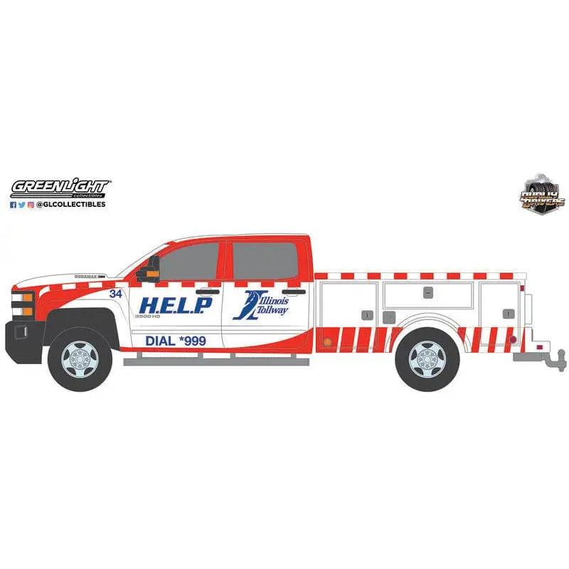 Greenlight - 2018 Chevrolet Silverado 3500 Dually Service Bed - Illinois Tollway -1:64 diecast-DiecastModeler.com