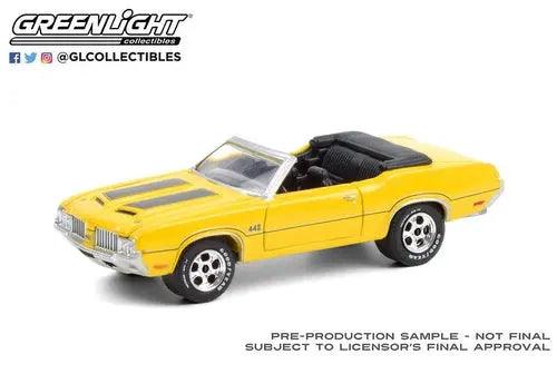 Greenlight - Barrett Jackson 1970 Oldsmobile® 442™ Convertible in Sebring Yellow with Black Stripes-DiecastModeler.com