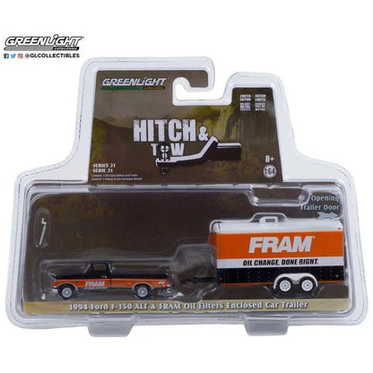 Greenlight - Hitch & Tow Series 21 | 1994 Ford F-150 XLT &FRAM Oil Filters-DiecastModeler.com