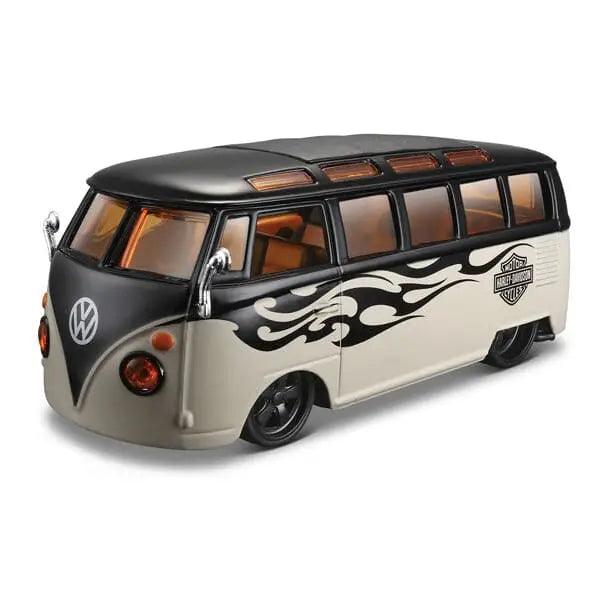 Harley-Davidson - Volkswagen Samba Van in Black and Grey with HD Graphics-DiecastModeler.com