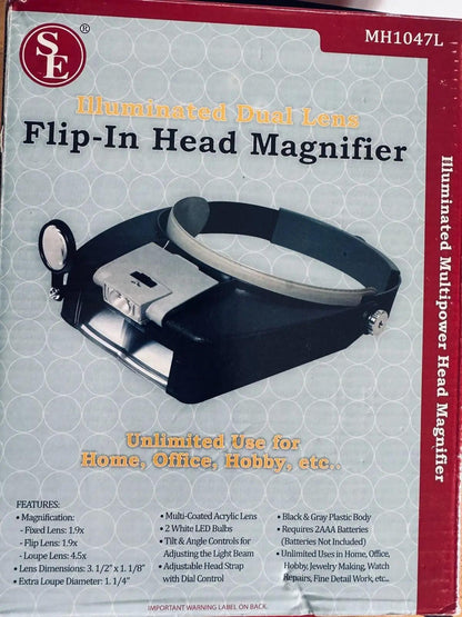 Illuminated Dual Lens Flip-In Head Magnifier-DiecastModeler.com