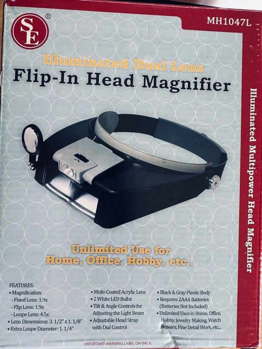 Illuminated Dual Lens Flip-In Head Magnifier-DiecastModeler.com
