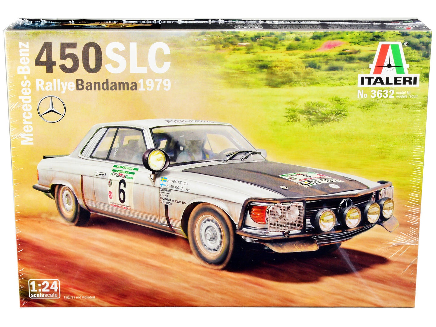 Skill 3 Model Kit Mercedes-Benz 450 SLC Winner "Rallye Bandama Ivory Coast" (1979) 1/24 Scale Model by Italeri-DiecastModeler.com