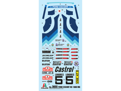 Skill 2 Model Kit Ford Escort RS 1800 Mk.II #5 Rallye Monte Carlo (1979) 1/24 Scale Model by Italeri-DiecastModeler.com