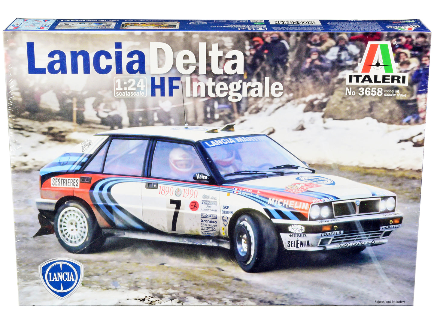 Skill 3 Model Kit Lancia Delta HF Integrale Rallye Monte Carlo (1990) 1/24 Scale Model by Italeri-DiecastModeler.com