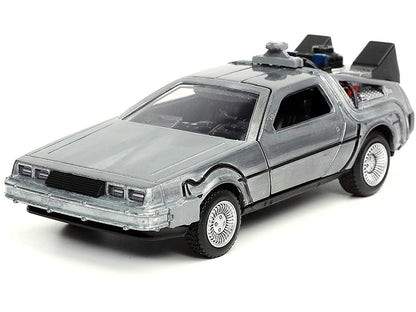 DeLorean DMC (Time Machine) Brushed Metal "Back to the Future Part I" (1985) Movie "Hollywood Rides" Series 1/32 Diecast Model Car by Jada