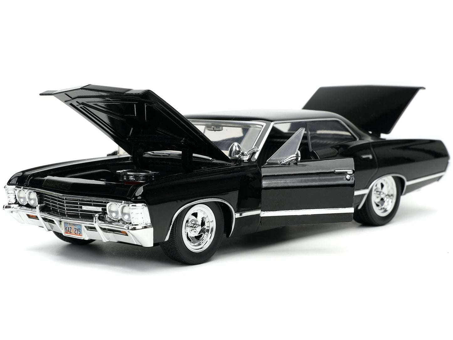 1967 Chevrolet Impala SS Sport Sedan Black and Dean Winchester Diecast Figurine "Supernatural" (2005-2020) TV Series "Hollywood Rides" Series 1/24 Diecast Model Car by Jada