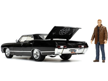 1967 Chevrolet Impala SS Sport Sedan Black and Dean Winchester Diecast Figurine "Supernatural" (2005-2020) TV Series "Hollywood Rides" Series 1/24 Diecast Model Car by Jada