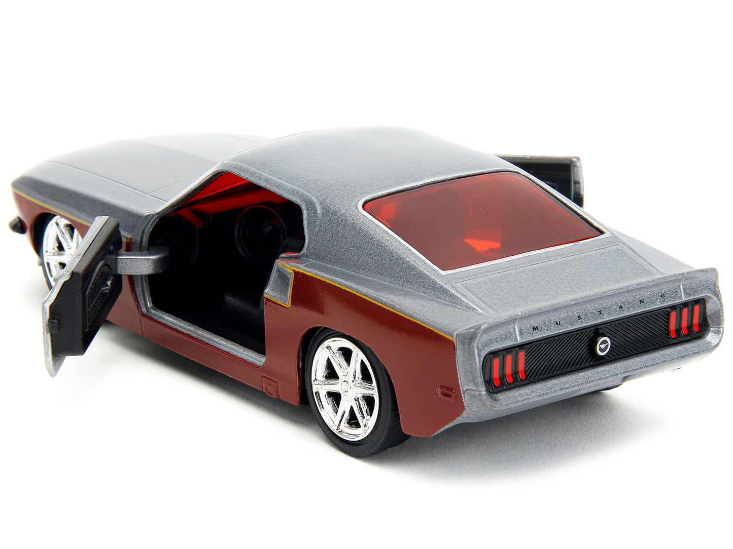 1969 Ford Mustang Silver Metallic and Dark Red and Star Lord Diecast Figure "Marvel Guardians of the Galaxy" "Hollywood Rides" Series 1/32 Diecast Model Car by Jada-DiecastModeler.com